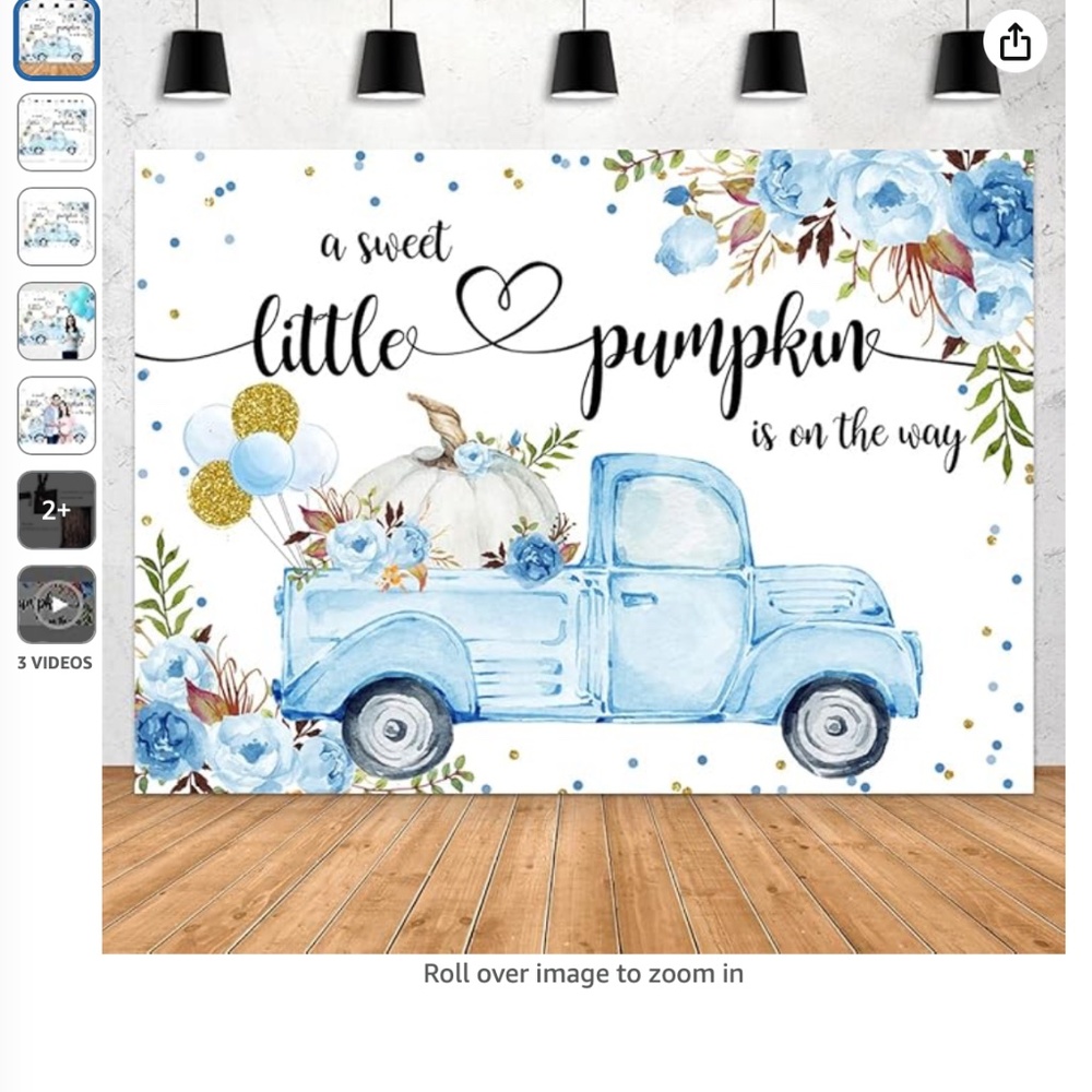 NWT a sweet little pumpkin is on the way baby boy announcement backdrop 5x7'
